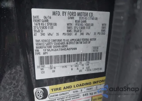 2017 Ford Expedition El Limited z USA, uszkodzony, nr VIN 1FMJK2AT5HEA07099